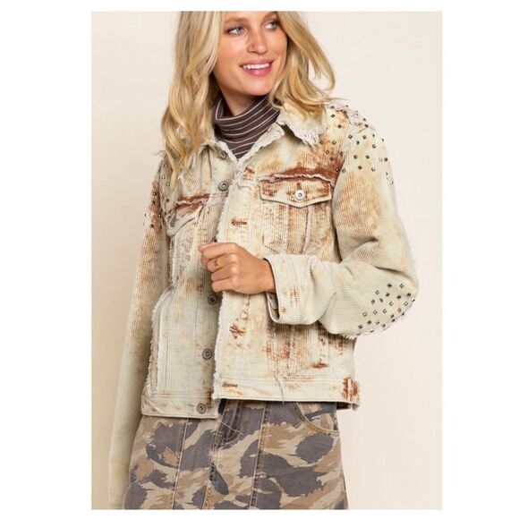 𝅺CORDUROY Relaxed Fit Studded Jacket - Picture 6 of 15